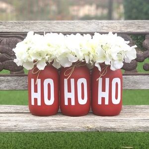 Christmas Mason Jars - brand new, made to order. HO HO HO. Christmas decorations